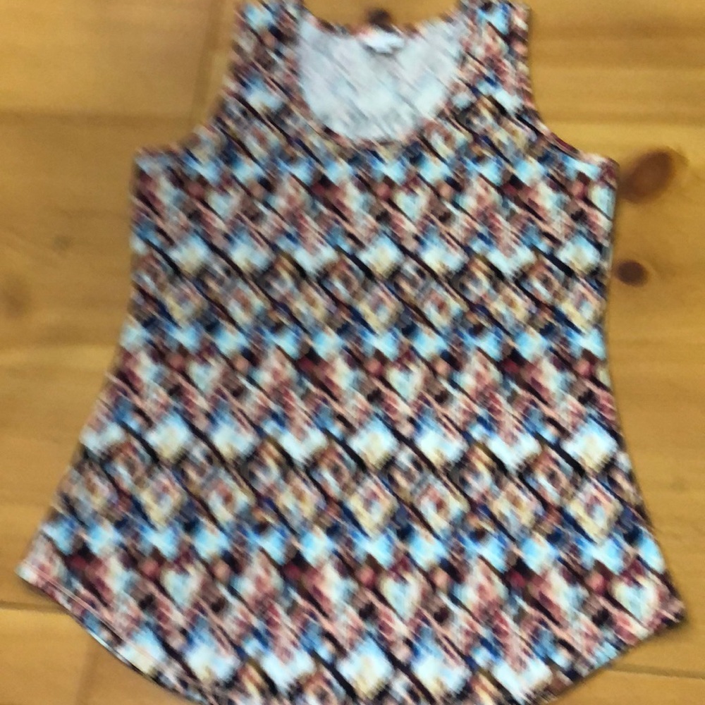 LuLaRoe Tank Top Size Large Brown, Blue, and White